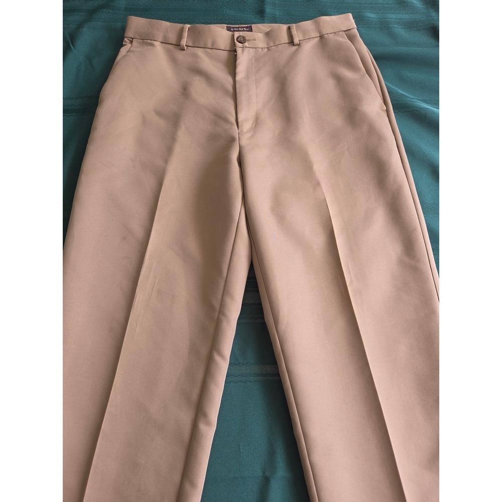 Dockers D3 Classic Fit Khaki Tan Pants Mens 33x31 Flat Front Polyester Trousers